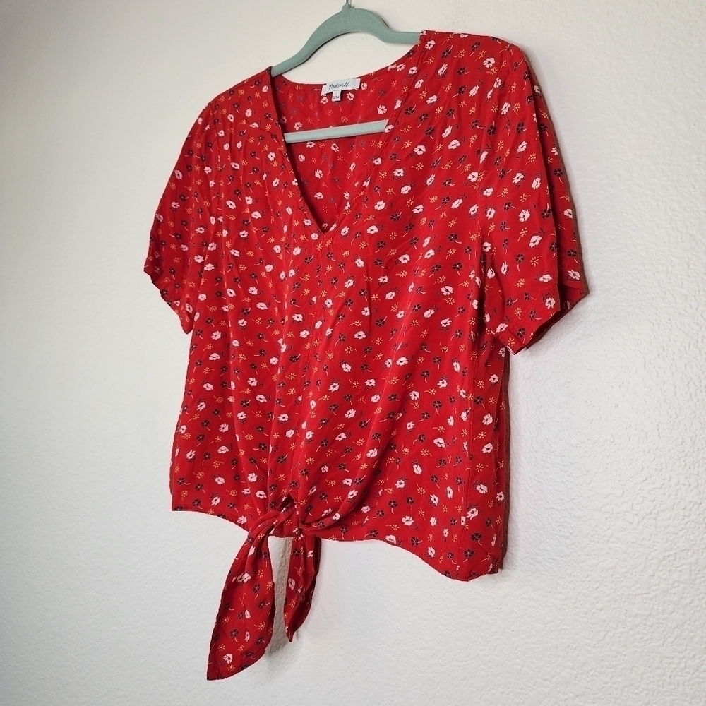 Madewell Prairie Floral Novel Tie-Front Top L - Picture 4 of 7